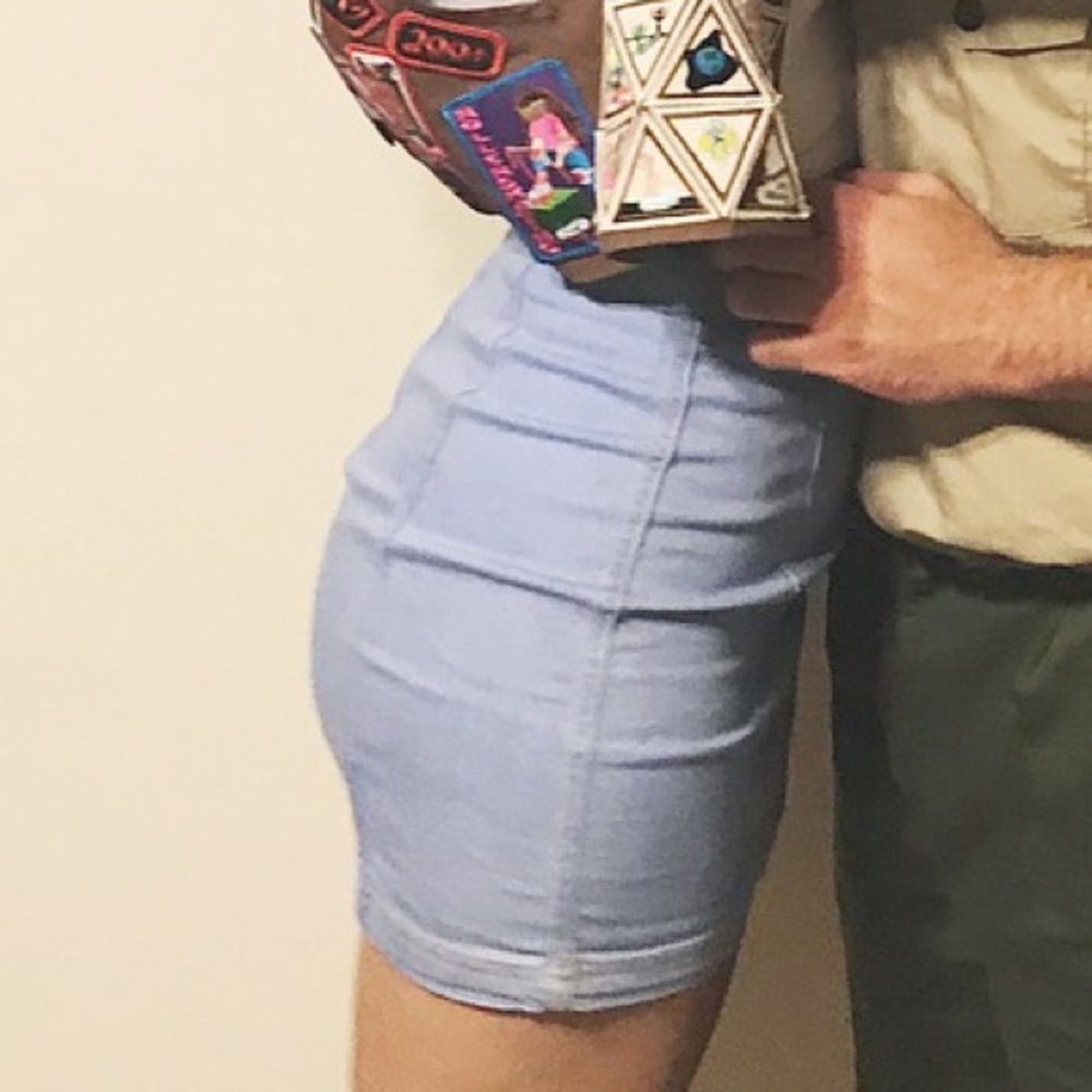 Light blue pacsun denim mini skirt